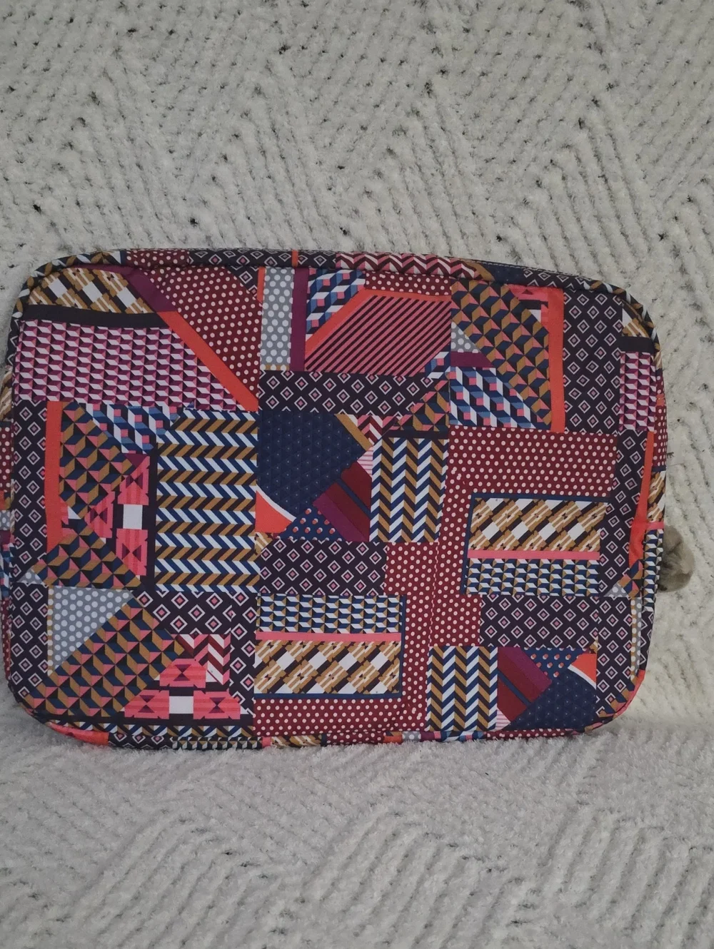 Kipling Patchwork Laptop Sleeve in Navy, Pink, Red and Gold Accents